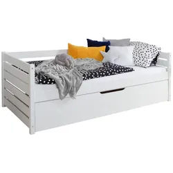 Ticaa Bettgestell Sofabett Naomi inkl. Ausziehbett, 100x200, Weiß weiß