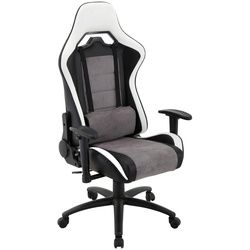 Xora Gamingstuhl , Grau, Schwarz, Weiß , Metall, Kunststoff, Textil , Drehkreuz , 68.5x125-135x62 cm , Büromöbel, Bürostühle, Gaming-Sessel