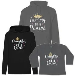 G-graphics Kapuzenpullover Mother of a Princess & Daughter of a Queen (Familienset, Einzelteile zum selbst zusammenstellen) Kinder & Erwachsenen-Hoodie & Baby Sweater schwarz 152