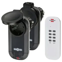 Brennenstuhl Funksteckdose Brennenstuhl RC CE1 0201 1507030 Funk Steckdosen-Set 3teilig Außenbe schwarz