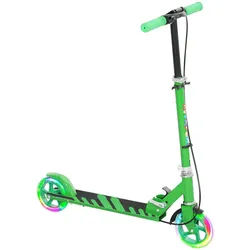 Aiyaplay Roller Kinder Klappbar mit Verstellbarer Lenkerhöhe, 2 Leuchtenden Räder Grün , Kunststoff, Metall , 36x89x73 cm , Spielzeug, Kinderfahrzeuge