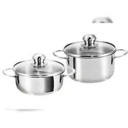 Kopf Mini Topfset Parvus (Edelstahl, 2-teilig, 14 + 14 cm, inkl. Glasdeckel, Induktion)