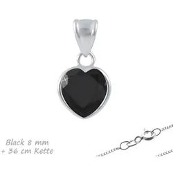 Order & Smile Schmuck Herzkette Zirkonia Herz Anhänger 925 Silber mit / ohne Kette für Damen & Kinder (Set, inkl. Kette), gestempelt silberfarben