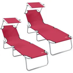 vidaXL Gartenliege Sonnenliege 2 pcs Rot 58 x 188 x 77cm Polyester, 2 St. rot
