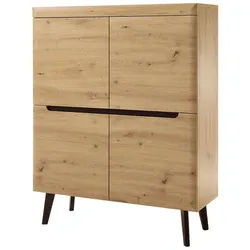 Lomadox Highboard TIROL-61, Artisan mit Schwarz 107/134/40cm braun