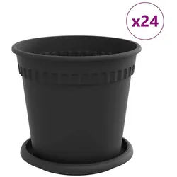 vidaXL Blumentopf Blumentöpfe 24 pcs Schwarz Ø 17 x 14 cm Kunststoff (24 St) schwarz