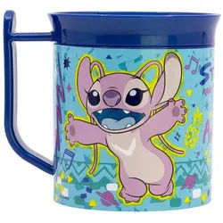 Lilo & Stitch Becher - Mikrowellengeeigneter Kunststoffbecher 400 ml – für Kinder, 1-tlg., besonders leicht und praktisch blau