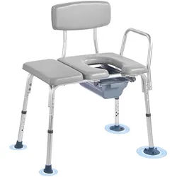 VEVOR Nachttoilettenstuhl 227 kg belastbar, Toilettensitzerhöhung mit gepolsterter Sitzfläche & Rückenlehne, abnehmbarer 5 L Eimer, höhenverstellbarer Toilettenstuhl für Senior Erwachsene