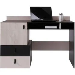 Mirjan24 Schreibtisch Planet 09 , Eichefarben, Schwarz , Holzwerkstoff , 2 Schubladen , 125x86x55 cm , Büromöbel, Schreibtische, Schreibtische