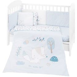 Kikkaboo Babybettwäsche 6-teilig. Decke 135 x 95 cm Laken 140 x 70 cm Nestchen blau