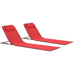 furnicato Gartenliege Strandliegen-Set 2er klappbar 160x53x47 cm Rot, 1 St. rot