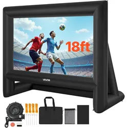 VEVOR aufblasbare Filmleinwand Projektion Beamer Leinwand aus 600D, Projektionsleinwand mit tragbarer Aufbewahrungstasche, 16:9, Filmprojektion für Heimkino Mottoparty Poolspaß (413 x 200 x 330 cm)