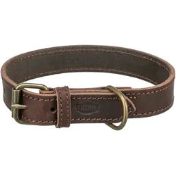 TRIXIE Rustic Fettleder-Halsband, XS–S: 27–34 cm / 18 mm, dunkelbraun