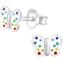 Order & Smile Schmuck Paar Ohrstecker Kinder-Ohrstecker: 925 Silber Ohrringe „Schmetterling“ bunt