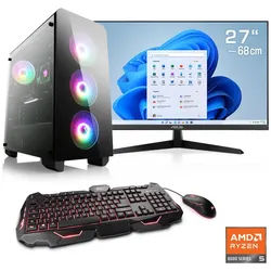 CSL Theseus V24654 Gaming-PC-Komplettsystem (27", AMD Ryzen 5 8400F, GeForce RTX 3050, 16 GB RAM, 500 GB SSD) schwarz