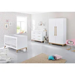 Pinolino Babyzimmer , Weiß, Eschefarben , Holzwerkstoff , 4 Fächer , 6 Schublade(n) Schubladen , in verschiedenen Größen erhältlich,zum Juniorbett umbaubar, höhenverstellbar, Sprossen mit Normabstand, Aufbauanleitung im Karton, Lattenrost inklusive, Schlupfsprossen , Babymöbel & Kindermöbel, Babyzimmer, Babyzimmer-Serien