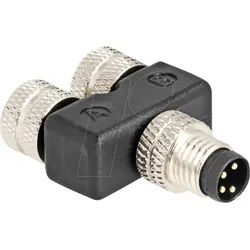 DELOCK 60577 - M8 Y-Splitter, A-kodiert, 4 Pin, 1x Stecker > 2x Buchse