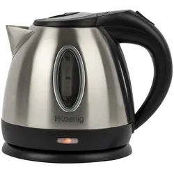 H.Koenig BO12 Wasserkocher, 1,2 L, Wasserstandsanzeige, 1630 W, Edelstahl, Silber/Schwarz