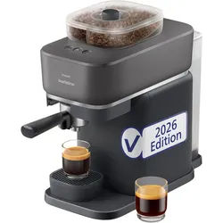 PHILIPS baristina Espressomaschine mit Bean swap BAR320/60 mit Mahlwerk für ganze Bohnen, Doppelter Bohnenbehälter, 16 bar Pumpendruck, Schwarzgrau grau|schwarz