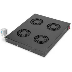 DIGITUS "Lüftereinheit für 483 mm (19"")-Montage 4 Lüfter, Thermostat, Schalter, schwwarz (RAL 9005"