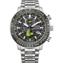 Citizen Funk-Multifunktionsuhr Promaster Geo Trekker BY3006-53E, Armbanduhr, Solar, Herrenuhr, Edelstahlarmband, Datum, 2. Zeitzone silberfarben