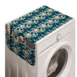 Abakuhaus Badorganizer Anti-Rutsch-Stoffabdeckung für Waschmaschine und Trockner, Frühling Protea Blüten Feld Motiv blau|grün
