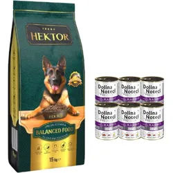 HEKTOR BALANCED Erwachsene 15kg + Dolina Noteci Premium Kaninchen mit Cranberry 6x400g