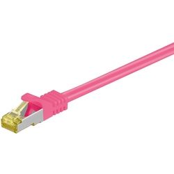 Goobay RJ45 Patchkabel CAT 6A S/FTP (PiMF), 500 MHz mit CAT 7 Rohkabel, Magenta