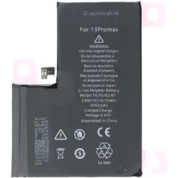 Akku passend für Apple iPhone 13 Pro Max, diagnostizierbar, Li-Polymer, 3,85V, 4352mAh, 16,75Wh, ohne Werkzeug