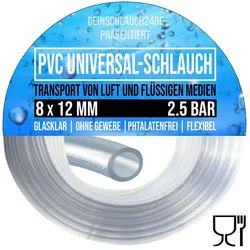 8 x 12 mm PVC Luft Filter Wasser Universal Labor Aquarium Terrarium Schlauch kla...