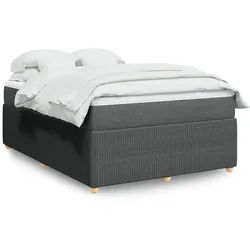 vidaXL Boxspringbett, Boxspringbett mit Matratze Dunkelgrau 140x190 cm Stoff