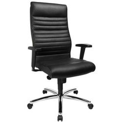 Xxxl Chefsessel , Schwarz , Leder , Echtleder , Rindleder , Uni , Drehkreuz , 52x110-120x48 cm , Made in Germany , Wippfunktion, Wippmechanik mit Härtegradeinstellung, Sitzfläche 360° drehbar , Büromöbel, Bürostühle, Chefsessel