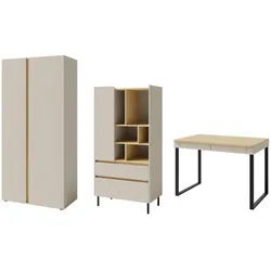 Deine Möbel 24 Jugendzimmer-Set Libu B 3-teilig in Sandbeige / Geölte Eiche , Beige, Eichefarben , Holzwerkstoff , 295x195x63 cm , Babymöbel & Kindermöbel, Kinderzimmer & Jugendzimmer, komplette Jugendzimmer
