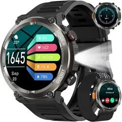 Baolubao W50PRO-BK Smartwatch (3,6 cm, android ios), Herren Outdoor Smartwatch mit 100 Tagen Standby, Bluetooth schwarz