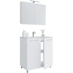 VCM Morgenthaler 3-tlg. Badmöbel-Set »Gilos« 80 cm 2 Türen Spiegelschrank weiß