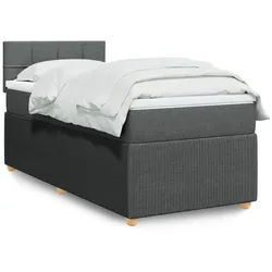 vidaXL Boxspringbett, Boxspringbett mit Matratze Dunkelgrau 80x200 cm Stoff