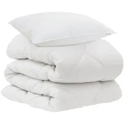 vidaXL Bett Bettdecke mit Kissen 2 pcs Weiß Mikrofaser (2-tlg) weiß