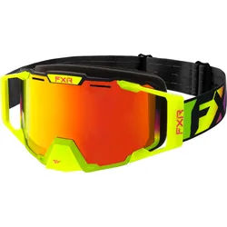 FXR Combat Vivid Snowmobil Brille, schwarz-grün-gelb für Männer