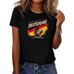 RMK T-Shirt Damen Shirt Rundhals Fußball Deutschland WM aus Baumwolle schwarz 40