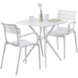 CLP Garten-Essgruppe Avena, (Set), Garten-Set, Tisch 72x72 cm, 2 Stühle weiß