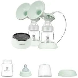Kikkaboo Elektrische Doppelmilchpumpe Doppelmilchpumpe elektr. Nessa, 150 ml Flasche, Touchscreen Display grün