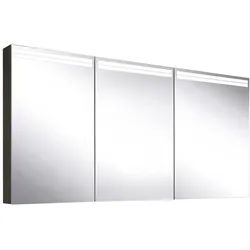 Schneider ARANGA TW Lichtspiegelschrank, 3 Türen 50/50/50, 1495x120x700mm, Lichtbänder oben, 160.551.02.41, Ausführung: EU-Norm/Korpus schwarz matt, Rückwand verspiegelt