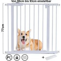 RAMROXX Treppenschutzgitter Absperrgitter Treppenschutz Metall weiß + Rampe 80 - 93cm 77cm