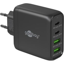 Goobay USB-CTM PD Multiport-Schnellladegerät (68 W) schwarz - 2x USB-CTM-Anschlüsse (Power Delivery) und 2x USB-A-Anschlüsse (Quick Charge) - schwarz