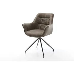 Esszimmerstuhl Kaira-Flex Mikrofaser Taupe Vintage Kreuzgestell konisch Schwarz