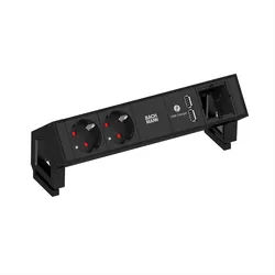 BACHMANN DESK2 2x Schutzkontakt 1x USB-Charger 1x ABD, schwarz