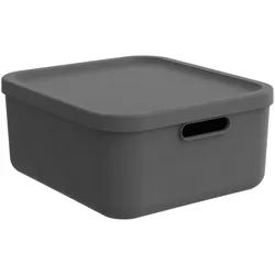 Rotho Box MIT Deckel , Anthrazit , Kunststoff , Uni , 35.5x17.7x39.5 cm , BPA-frei, Reach, DIN EN ISO 14001, DIN EN ISO 9001 , Tragegriff, Deckel abnehmbar, stapelbar, recycelbar, integrierte Durchlüftung , Ordnen & Aufbewahren, Deko-& Aufbewahrungsboxen, Stapelboxen