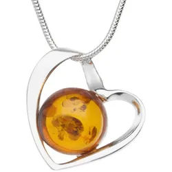 OSTSEE-SCHMUCK Kette mit Anhänger Ostsee-Schmuck Kette mit Anhänger Gleiter-Herz (2-tlg) silberfarben 50 cm