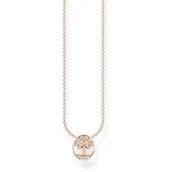 THOMAS SABO Kette mit Anhänger SCKE150329 Halskette Damen Tree of Love Weiße Steine Rosé Vergoldet