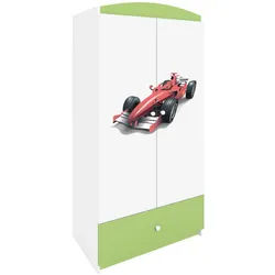Raumhirsch Furniture Kinderkleiderschrank Formel 1 , Grün , Holzwerkstoff , Rechteckig , 90x175x52 cm , Babymöbel & Kindermöbel, Babyzimmer, Babykleiderschränke